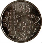 France 25 Centimes Essai round 1904 KM# E39 25 CENTIMES 1904 ESSAI coin reverse France 25 Centimes Essai round 1904 KM# E39 25 CENTIMES 1904 ESSAI coin reverse