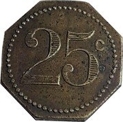 France 25 Centimes (Lyon. Brasserie Republique) 25 C coin reverse France 25 Centimes (Lyon. Brasserie Republique) 25 C coin reverse