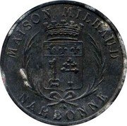 France 25 Centimes Narbonne. Aude. Maison Milhaud 1917 MAISON MILHAUD NARBONNE coin reverse