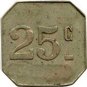 France 25 Centimes Paris. Brasserie La Biere 1917 ND 25 C coin obverse France 25 Centimes Paris. Brasserie La Biere 1917 ND 25 C coin obverse