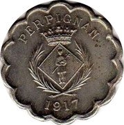 France 25 Centimes Perpignan. Essai 1917 PERPIGNAN 1917 coin reverse France 25 Centimes Perpignan. Essai 1917 PERPIGNAN 1917 coin reverse