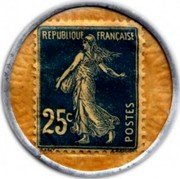 France 25 Centimes (Type 5. Blue Stamp with Folden Background) REPUBLIQUE FRANCAISE 25C POSTES coin obverse France 25 Centimes (Type 5. Blue Stamp with Folden Background) REPUBLIQUE FRANCAISE 25C POSTES coin obverse