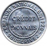 France 25 Centimes (Type 5. Blue Stamp with Folden Background) CRÉDIT LYONNAIS "FYP" Bᵀᴱ-S.G.D.G. PARIS EMPRUNT NATIONAL 6% 1920 SOUSCRIVEZ coin reverse France 25 Centimes (Type 5. Blue Stamp with Folden Background) CRÉDIT LYONNAIS "FYP" Bᵀᴱ-S.G.D.G. PARIS EMPRUNT NATIONAL 6% 1920 SOUSCRIVEZ coin reverse