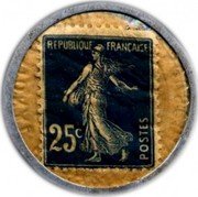 France 25 Centimes (Type 7a. Blue Stamp with White Background) REPUBLIQUE FRANCAISE 25C POSTES coin obverse France 25 Centimes (Type 7a. Blue Stamp with White Background) REPUBLIQUE FRANCAISE 25C POSTES coin obverse