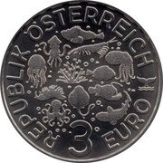Austria 3 Euro (Light Shrimps) REPUBLIK ÖSTERREICH 3 EURO coin obverse Austria 3 Euro (Light Shrimps) REPUBLIK ÖSTERREICH 3 EURO coin obverse