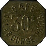 France 30 Centimes Paris. Cafe de la Bourse 1917 ND 30 C. CAFÉ DE LA BOURSE PARIS coin obverse France 30 Centimes Paris. Cafe de la Bourse 1917 ND 30 C. CAFÉ DE LA BOURSE PARIS coin obverse