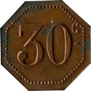 France 30 Centimes Remiremont. A la Croix de Lorraine 1915 ND 30 C coin reverse