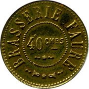France 40 Centimes Lyon. Brasserie Faure 1917 ND 40 CMES BRASSERIE FAURE coin obverse France 40 Centimes Lyon. Brasserie Faure 1917 ND 40 CMES BRASSERIE FAURE coin obverse