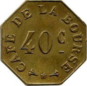 France 40 Centimes Paris. Cafe de la Bourse 1917 ND 40 C CAFÉ DE LA BOURSE coin obverse France 40 Centimes Paris. Cafe de la Bourse 1917 ND 40 C CAFÉ DE LA BOURSE coin obverse