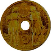 France 5-10 Centimes (Essai hybride by Varenne) REPUBLIQUE FRANCAISE 5 CENT coin obverse