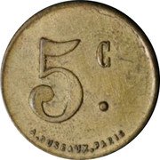 France 5 Centimes (Agents de la Cie) 5 C. A.DUSBAUX.PARIS coin reverse France 5 Centimes (Agents de la Cie) 5 C. A.DUSBAUX.PARIS coin reverse