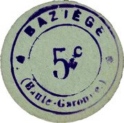 France 5 Centimes Baziege 31 ND (1914-1918)  BAZIÈGE 5 C HAUTE-GARONNE coin obverse France 5 Centimes Baziege 31 ND (1914-1918)  BAZIÈGE 5 C HAUTE-GARONNE coin obverse