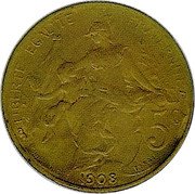 France 5 Centimes (Daniel-Dupuis Essai) LIBERTÉ ÉGALITÉ FRATERNITÉ 5C 1908 ESSAI coin reverse France 5 Centimes (Daniel-Dupuis Essai) LIBERTÉ ÉGALITÉ FRATERNITÉ 5C 1908 ESSAI coin reverse