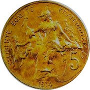 France 5 Centimes (Daniel-Dupuis) LIBERTÉ ÉGALITÉ FRATERNITÉ 5C 1914 coin reverse France 5 Centimes (Daniel-Dupuis) LIBERTÉ ÉGALITÉ FRATERNITÉ 5C 1914 coin reverse