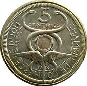 France 5 Centimes (Dijon. Pattern) CHAMBRE DE COMMERCE DE DIJON 5 CENTIMES O. YENCESSE 19 18 coin obverse France 5 Centimes (Dijon. Pattern) CHAMBRE DE COMMERCE DE DIJON 5 CENTIMES O. YENCESSE 19 18 coin obverse