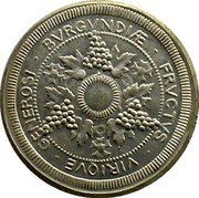 France 5 Centimes (Dijon. Pattern) GENEROSI BVRGVNDIAE FRVCTVS VIRIOVE O. YENCESSE coin reverse France 5 Centimes (Dijon. Pattern) GENEROSI BVRGVNDIAE FRVCTVS VIRIOVE O. YENCESSE coin reverse