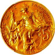 France 5 Centimes (Essai) 5C LIBERTÉ ÉGALITÉ FRATERNITÉ DANIEL DUPUIS 1914 coin reverse France 5 Centimes (Essai) 5C LIBERTÉ ÉGALITÉ FRATERNITÉ DANIEL DUPUIS 1914 coin reverse
