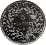 France 5 Centimes Essai. Merley. Type I 1902 A LIBERTE EGALITE FRATERNITE 5 CENTIMES A ESSAI coin reverse France 5 Centimes Essai. Merley. Type I 1902 A LIBERTE EGALITE FRATERNITE 5 CENTIMES A ESSAI coin reverse