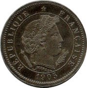 France 5 Centimes Essai Type I. 20 Sides 1905 A REPUBLIQUE FRANCAISE 1905 coin obverse France 5 Centimes Essai Type I. 20 Sides 1905 A REPUBLIQUE FRANCAISE 1905 coin obverse