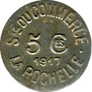 France 5 Centimes (La Rochelle) STE DU COMMERCE 5 CES 1917 LA ROCHELLE coin obverse