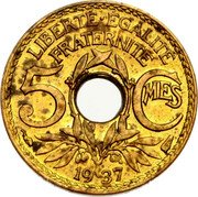 France 5 Centimes Lindauer Essai 1937  LIBERTÉ ÉGALITÉ FRATERNITÉ 5 C MES 1937 coin reverse France 5 Centimes Lindauer Essai 1937  LIBERTÉ ÉGALITÉ FRATERNITÉ 5 C MES 1937 coin reverse