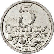 France 5 Centimes Nice & Alpes Maritimes 1922 MAMO 5 CENTIMES MAMO - CANNES coin reverse