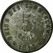 France 5 Centimes (Ville de Castelnaudary) 5 CENT UNION DES COMMERÇANTS 1917 coin obverse