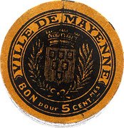 France 5 Centimes (Ville de Mayenne) VILLE DE MAYENNE BON POUR 5 CENT MES coin obverse