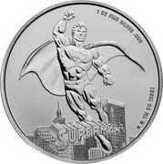Samoa 5 Dollars (DC Comics. Superman) 1 OZ FINE SILVER .999 © & TM DC (S22) SUPERMAN coin reverse