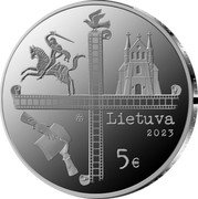 Lithuania 5 Euro Catholic Church in Unarmed Resistance 2023 LMK Proof LIETUVA 2023 5€ LMK coin obverse Lithuania 5 Euro Catholic Church in Unarmed Resistance 2023 LMK Proof LIETUVA 2023 5€ LMK coin obverse