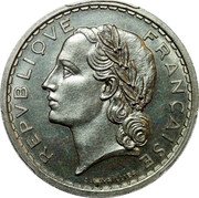 France 5 Francs (Essai by Lavrillier) KM# E67 REPVBLIQVE FRANÇAISE A.LAVRILLIER coin obverse