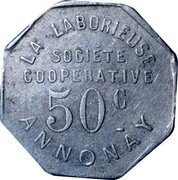France 50 Centimes Annonay. La Laborieuse 1916 ND LA LABOURIEUSE SICIÉTÉ COOPERATIVE 50 C ANNONAY coin obverse