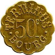 France 50 Centimes Bourg-en-Bresse. Hotel Terminus 1917 ND 50 C TERMINUS BOURG coin obverse