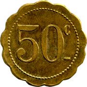France 50 Centimes Bourg-en-Bresse. Hotel Terminus 1917 ND 50 C coin reverse