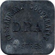 France 50 Centimes Castres. DPA Cooperative Restaurant 1916 ND D.P.A RESTAURANT COOPERATIF CASTRES coin obverse