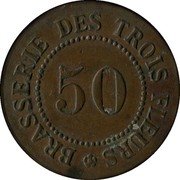 France 50 Centimes (Lyon. Brasserie des Trois Fleurs) 50 BRASSERIE DES TROIS FLEURS coin obverse France 50 Centimes (Lyon. Brasserie des Trois Fleurs) 50 BRASSERIE DES TROIS FLEURS coin obverse