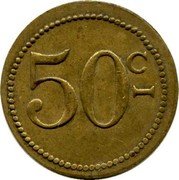 France 50 Centimes Lyon. Brasserie Republique 1917 ND 50 C coin reverse France 50 Centimes Lyon. Brasserie Republique 1917 ND 50 C coin reverse