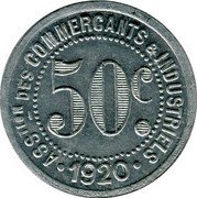 France 50 Centimes (Maisons-Laffitte. Association des Commercants & Industriels) 50 C. ASSTION DES COMMERÇANTS & INDUSTRIELS 1920 coin reverse France 50 Centimes (Maisons-Laffitte. Association des Commercants & Industriels) 50 C. ASSTION DES COMMERÇANTS & INDUSTRIELS 1920 coin reverse