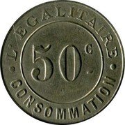 France 50 Centimes Paris. The Egalitarian Consumer Cooperative Society 1917 ND 50 C. L'EGALITAIRE CONSOMMATION coin obverse France 50 Centimes Paris. The Egalitarian Consumer Cooperative Society 1917 ND 50 C. L'EGALITAIRE CONSOMMATION coin obverse