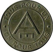 France 50 Centimes Paris. The Egalitarian Consumer Cooperative Society 1917 ND TOUS POUR UN UN POUR TOUS coin reverse France 50 Centimes Paris. The Egalitarian Consumer Cooperative Society 1917 ND TOUS POUR UN UN POUR TOUS coin reverse