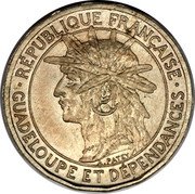 France 50 Centimes (Piedfort) KM# P1 RÉPUBLIQUE FRANÇAISE GUADELOUPE ET DÉPENDANCES coin obverse France 50 Centimes (Piedfort) KM# P1 RÉPUBLIQUE FRANÇAISE GUADELOUPE ET DÉPENDANCES coin obverse