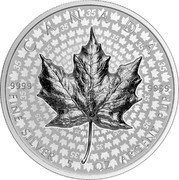 Canada 50 Dollars Maple Leaf 35th Anniversary 2023 Ultra High Relief CANADA FINE SILVER 5 OZ ARGENT PUR 9999 coin reverse Canada 50 Dollars Maple Leaf 35th Anniversary 2023 Ultra High Relief CANADA FINE SILVER 5 OZ ARGENT PUR 9999 coin reverse