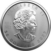 Canada 50 Dollars Maple Leaf. Transition obverse. Bullion Coinage 2023  Bullion with radial lines ELIZABETH II 1952 2022 50 DOLLARS 2023 SB coin obverse Canada 50 Dollars Maple Leaf. Transition obverse. Bullion Coinage 2023  Bullion with radial lines ELIZABETH II 1952 2022 50 DOLLARS 2023 SB coin obverse