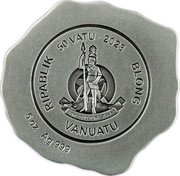 Vanuatu 50 Vatu Volcano 3D 2023 LONG GOD YUMI STANAP 50 VATU 2023 RIPABLIK BLONG VANUATU 5 OZ AG 999 coin obverse Vanuatu 50 Vatu Volcano 3D 2023 LONG GOD YUMI STANAP 50 VATU 2023 RIPABLIK BLONG VANUATU 5 OZ AG 999 coin obverse