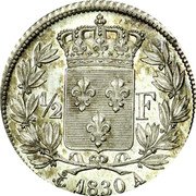 France 1/2 Franc Charles X Pattern of Michaut 1830 A 1/2 F 1830 A coin reverse