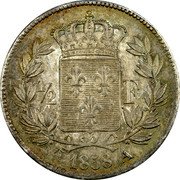 France 1/2 Franc (Henry V) X# 26 1/2 F 1858 A coin reverse France 1/2 Franc (Henry V) X# 26 1/2 F 1858 A coin reverse