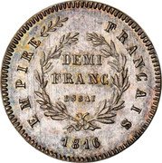 France 1/2 Franc (Napoleon II Essai) X# E11 DEMI FRANC ESSAI EMPIRE FRANÇAIS 1816 coin reverse France 1/2 Franc (Napoleon II Essai) X# E11 DEMI FRANC ESSAI EMPIRE FRANÇAIS 1816 coin reverse