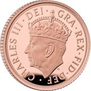 UK 1/2 Sovereign (Charles III Coronation) CHARLES III DEI GRA REX FID DEF MJ coin obverse