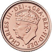 UK 1/4 Sovereign (Charles III Coronation) CHARLES III DEI GRA REX FID DEF MJ coin obverse UK 1/4 Sovereign (Charles III Coronation) CHARLES III DEI GRA REX FID DEF MJ coin obverse