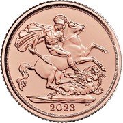 UK 1/4 Sovereign (Charles III Coronation) 2023 B.P. coin reverse UK 1/4 Sovereign (Charles III Coronation) 2023 B.P. coin reverse